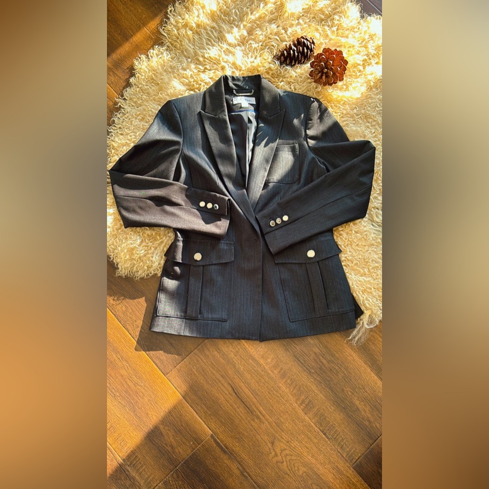 Calvin Klein Charcoal Blazer with Silver Buttons